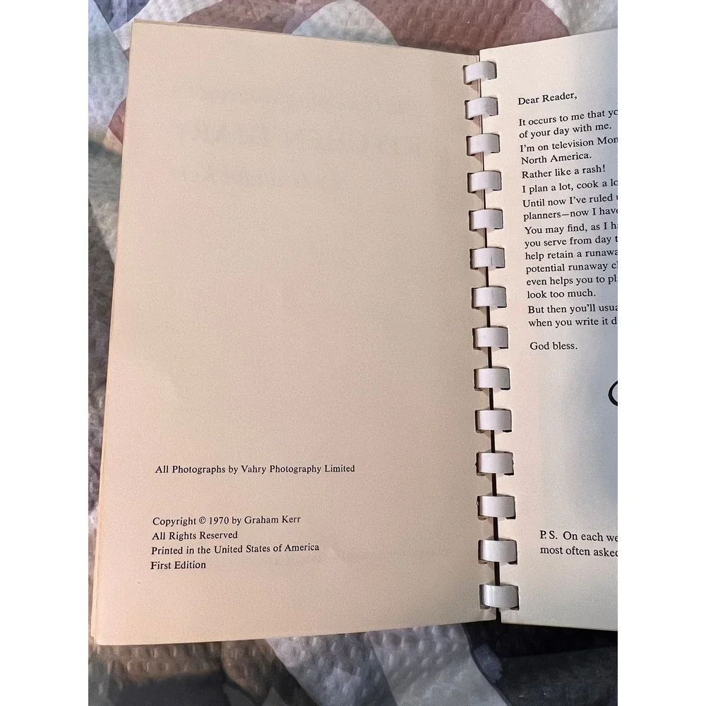 Vintage 1970 Graham Kerr The Galloping Gourmet Kitchen‎ Diary First Edition Book